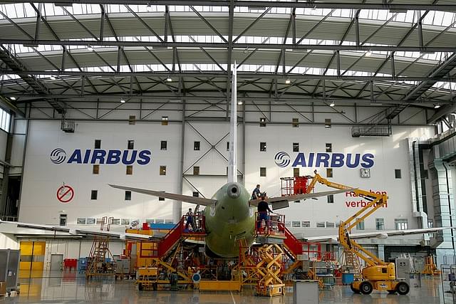 
Airbus plane of the type A319 
under construction at the Airbus factory in Hamburg,
 Germany. (Photo By: Martin Rose/Getty Images)

