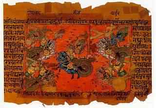 The battle of Kurukshetra, folio from the Mahabharata. (Wikimedia Commons)