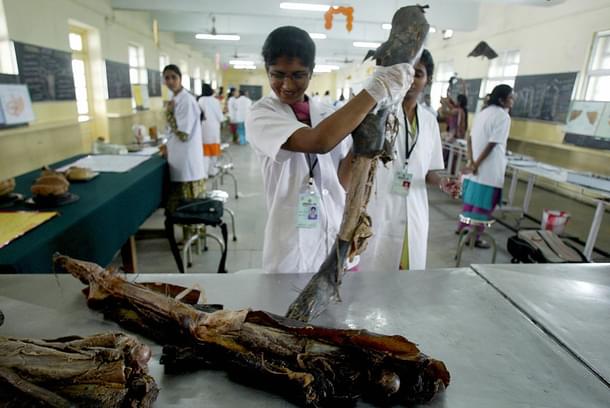 A scene from a medical college (NOAH SEELAM/AFP/Getty Images) 