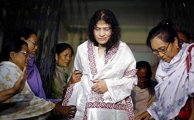 Irom Sharmila is greeted by her supporters. Photo credit: STRDEL/AFP/GettyImages&nbsp;