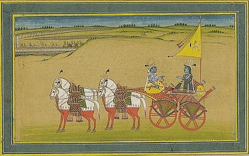 Krishna delivers the Gita to Arjuna (Wikimedia Commons)
