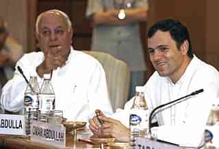 Farooq Abdullah and Omar Abdullah attend the third Round
Table Conference on Kashmir in New Delhi. Photo credit: RAVEENDRAN/AFP/GettyImages &nbsp; &nbsp; &nbsp;