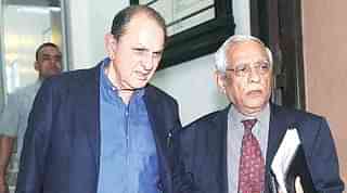 Tata Motors Independent Directors Nusli Wadia (left) and Subodh Bhargava at Bombay House, Mumbai (PTI)