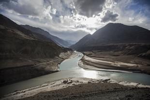The confluence of the Indus river, left, and the Zanskar river at
 Sangam. Photo credit: Daniel Berehulak/GettyImages