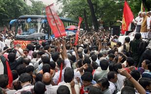 A CPI (M) protest in Kolkata (DESHAKALYAN CHOWDHURY/AFP/Getty Images)