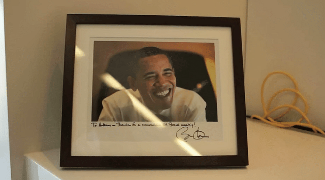 

“To Arthur- thank you for a memorable editorial board meeting. Barack Obama”.