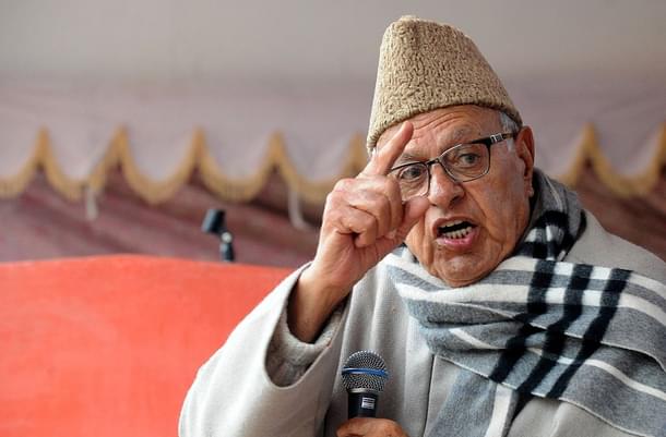 Farooq Abdullah addresses supporters during an 
election rally. Photo credit: ROUF BHAT/AFP/GettyImages