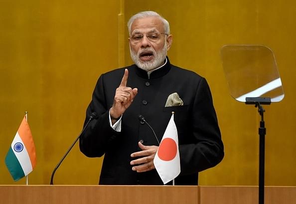 Prime Minister Modi speaks to Indian and Japanese businessmen in Tokyo.&nbsp;