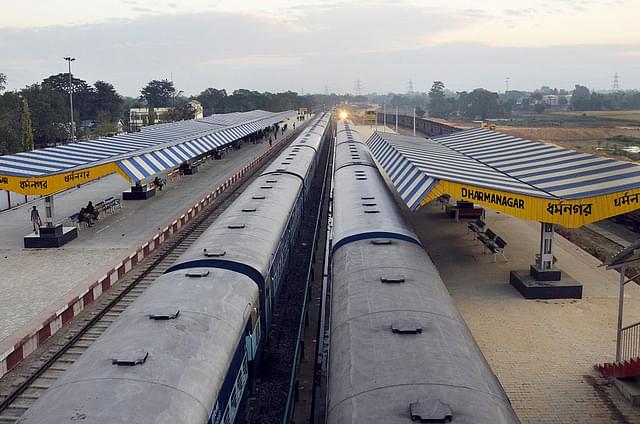 The railway station is deserted during the ‘Bharat Bandh’ called for by the Communist Party of India (Marxist) in  Tripura. Photo credit: STRINGER/AFP/Getty Images