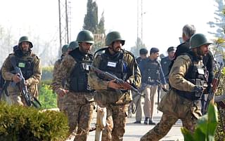 Pakistani army soldiers in a search operation at the Bacha Khan university (A MAJEED/AFP/Getty Images)