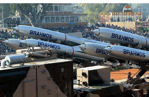 A land-based version of the BrahMos missile. Photo credit: RAVEENDRAN/AFP/GettyImages