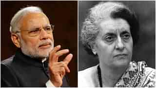 Prime Minister Narendra Modi (L) (Kirsty Wigglesworth - WPA Pool/Getty Images)/Former Prime Minister Indira Gandhi (STF/AFP/Getty Images)