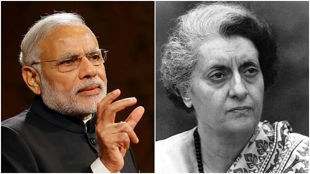 Prime Minister Narendra Modi (L) (Kirsty Wigglesworth - WPA Pool/Getty Images)/Former Prime Minister Indira Gandhi (STF/AFP/Getty Images)