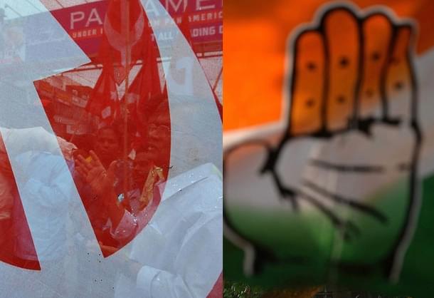 Communist and Congress flags 