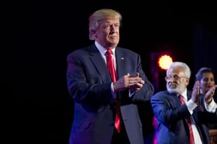President-elect Donald Trump applauds the crowd after speaking at a Hindu political organisation’s anti-terror fundraiser. Photo credit: DOMINICK REUTER/AFP/Getty Images