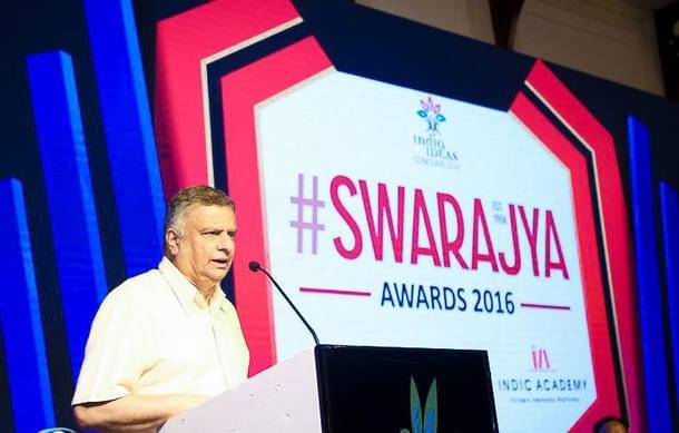 T C A Srinivasa-Raghavan making his acceptance speech