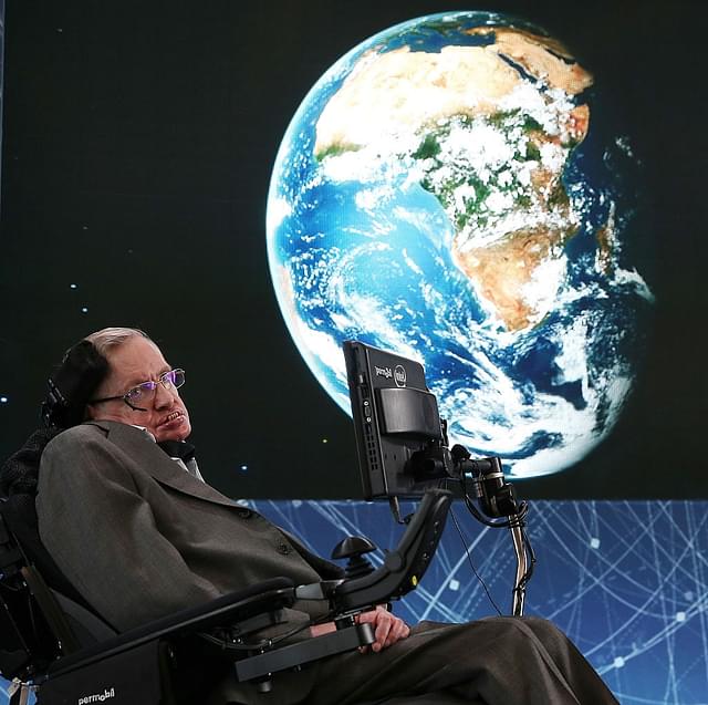 
  Professor Stephen Hawking attends the New Space Exploration 
Initiative. Photo credit:  Jemal Countess/GettyImages

