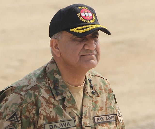 Gen Bajwa arrives to attend a military exercise. (Photo credit: SS MIRZA/AFP/GettyImages)