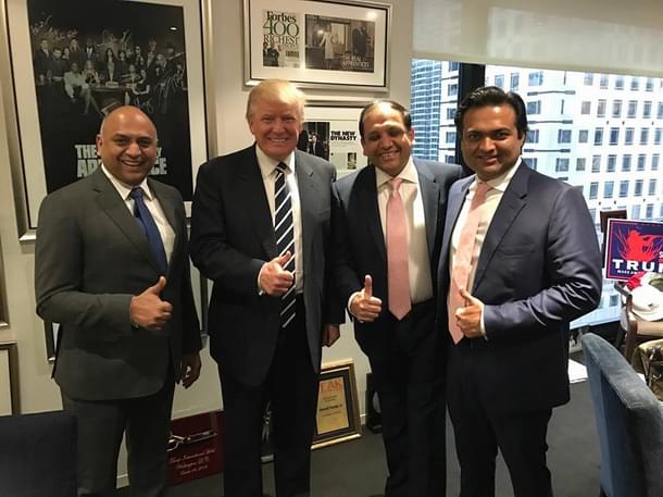 Atul & Sagar Chordia and Kalpesh Mehta meet Donald Trump at Trump Towers, New York. (Bunty Infra Group/Facebook)