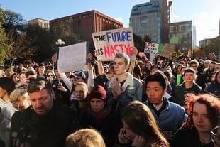 Hundreds of anti-Donald
Trump protesters hold a demonstration in Washington Square Park. Photo credit: Spencer
Platt/GettyImages