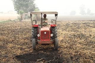 A farmer ploughing in evidence of paddy straw burnt in fields at Noorpur Bet village in Ludhiana. Photo by Vivian Fernandes on 1 November, 2016.