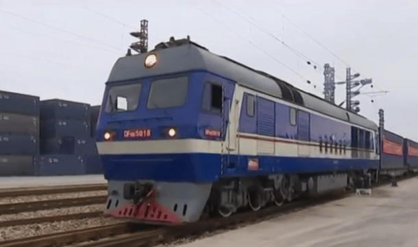 Cargo train loaded with commodities in Kunming, China.  Photo credit: Global Times