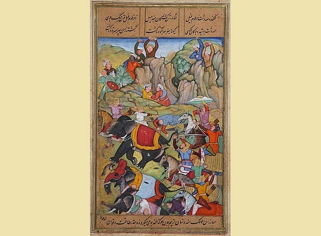  Taimur defeats the Sultan of Delhi, Nasir Al-Din Mahmum Tughluq, in the winter of 1397-1398. (Zafarnama of Sharaf Al-Din ‘Ali Yazdi/Wikimedia Commons)
