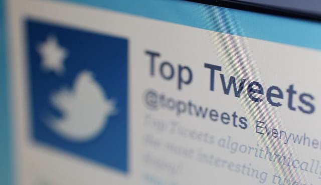 A close-up view of the old homepage of Twitter. Photo credit: Oli Scarff/Getty Images