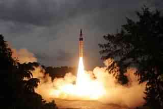 The Agni-V launch from the Abdul Kalam Island off the Odisha coast in Balasore district.