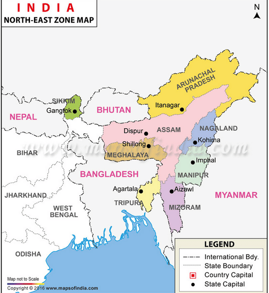 Map of North-East India