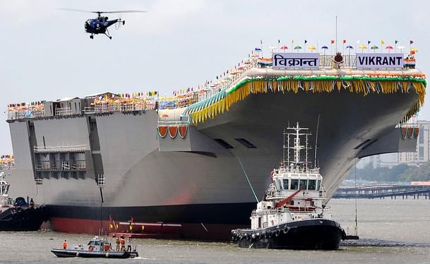 INS Vikrant
 as it leaves the Cochin Shipyard (Manjunath 
Kiran/AFP/Getty Images)