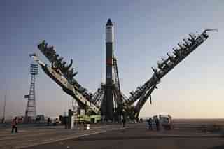 
The Soyuz-FG rocket booster with the Progress MS-04 cargo ship is installed

