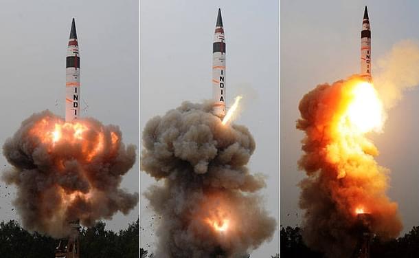 Agni-V, an  
intercontinental ballistic missile developed by DRDO.