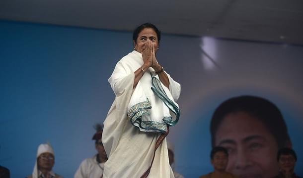 Banerjee greets supporters during an event in Kalimpong. (DIPTENDU DUTTA/AFP/GettyImages)