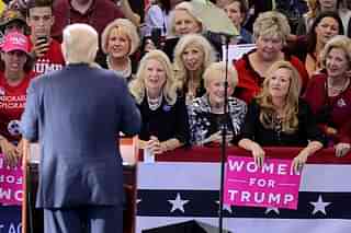 Women listen to Donald Trump as he holds a campaign rally in Raleigh, North Carolina. (Chip Somodevilla/Getty Images)