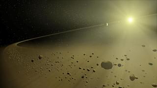 This artist’s concept depicts a distant hypothetical solar system, similar in age to our own.&nbsp;