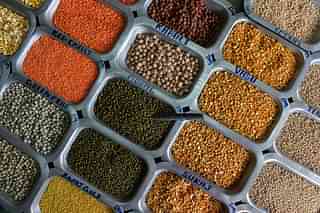 Pulses and food grains for sale at a shop at the APMC Yard in Bengaluru (MANJUNATH KIRAN/AFP/Getty Images)