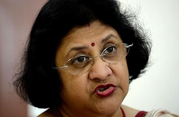 Chairperson of the State Bank of India Arundhati Bhattacharya speaks during an interview with AFP in Mumbai. (INDRANIL MUKHERJEE/AFP/Getty Images)