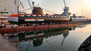 
INS Khanderi, second of the Project 75 Scorpene submarines. (Navy/Twitter)