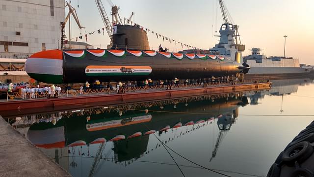 
INS Khanderi, second of the Project 75 Scorpene submarines. (Navy/Twitter)
