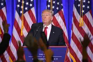 US President-elect Donald Trump answers journalists’ questions during a press conference  in New York. (DON EMMERT/AFP/Getty Images)