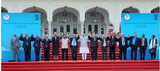  Modi with leaders from various nations at India-Pacific Islands Cooperation, August 2015.