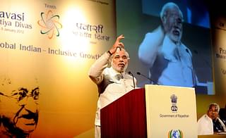 
Narendra Modi delivers a speech during the 
Global Indian state initiatives and opportunities of the 10th Pravasi 
Bharatiya Divas. (RAVEENDRAN/AFP/Getty Images)

