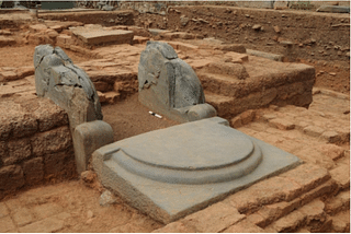 Excavated remains of <i>mahamandapa</i> at Talagunda (Archaeological Survey of India)