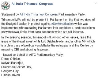 Statement released by Trinamool Congress