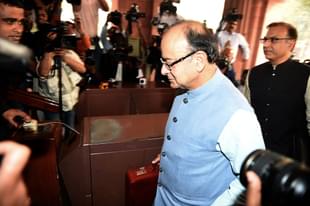 Finance Minister Arun Jaitley, prior to presenting the Union Budget at Parliament House in 2016. (PRAKASH SINGH/AFP/Getty Images)