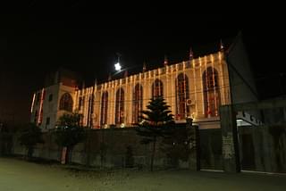 The brightly-lit Tangkhul Baptish Church in Imphal on Christmas-eve (Rajkumar Mixn)