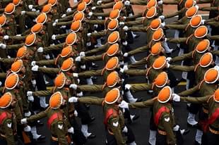 An Army contingent march during the 68th Republic Day parade in New Delhi on January 26, 2017. (MONEY SHARMA/AFP/Getty Images)
