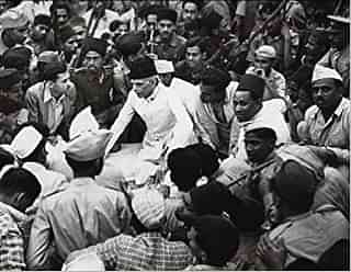 

Mohammad Ali Jinnah at a political meeting.