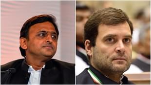Uttar Pradesh Chief Minister Akhilesh Yadav (CHANDAN KHANNA/AFP/Getty Images)/Congress Vice-President Rahul Gandhi (PRAKASH SINGH/AFP/Getty Images)